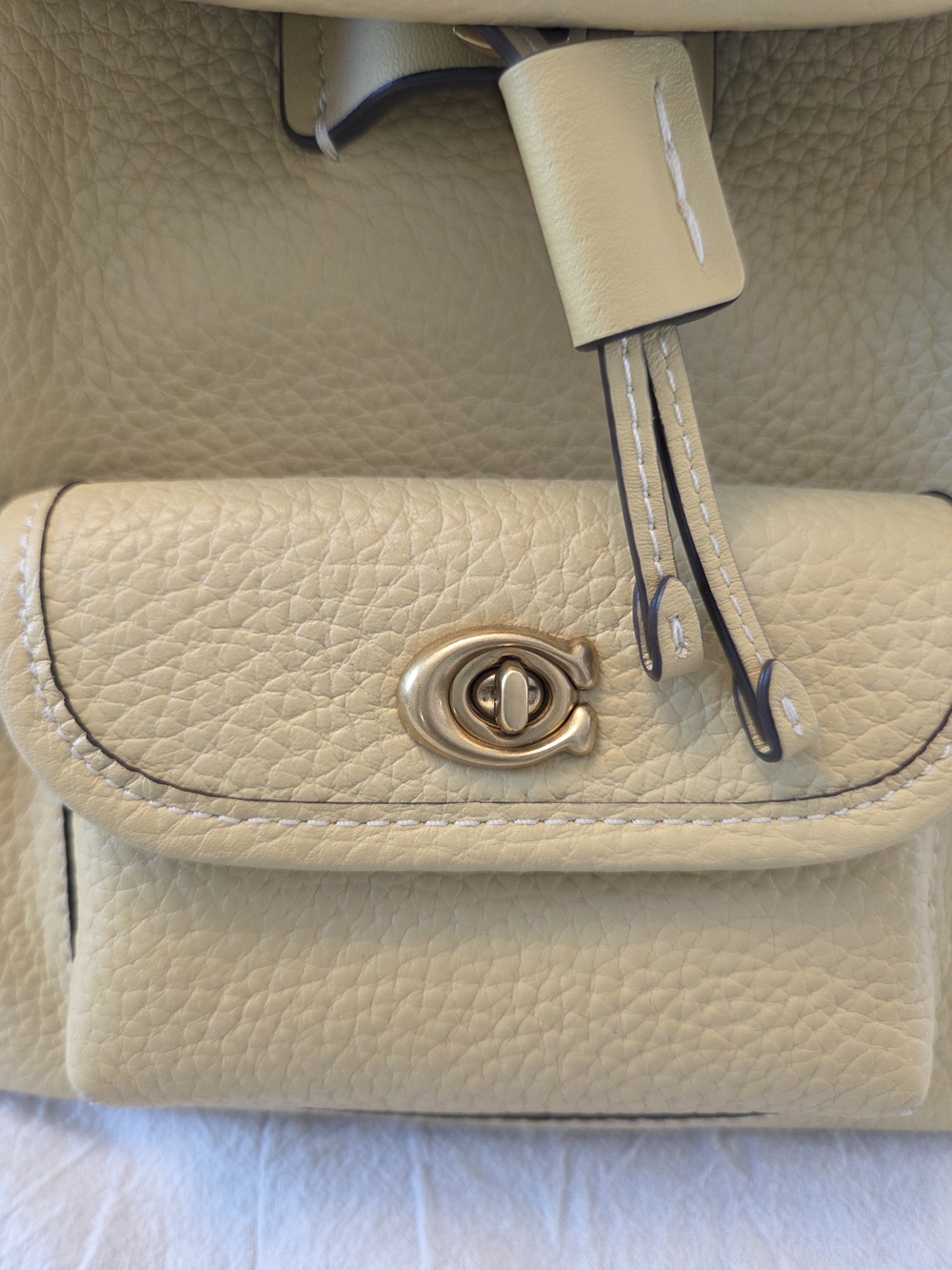 Coach Riya 21 Pebbled Leather Mini Backpack, Hay/Pale Yellow, Like New - Picture 5 of 13